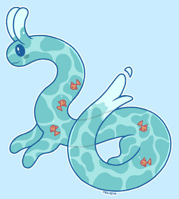 ambiguous_gender aquarium_body blue_body blush bubble feral glistening glistening_eyes group long_body orange_body outline side_view simple_background smile solo_focus tail translucent translucent_body water water_body alleycat8706 art_fight artfight2026 aquatic elemental_creature fish unknown_species water_creature flat_colors hi_res