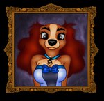 anthro brown_body brown_eyes brown_fur clothing collar collar_tag diamond_collar_tag dress female fur painting ribbons solo folwilliar disney lady_and_the_tramp lady_(lady_and_the_tramp) bird_dog canid canine canis cocker_spaniel domestic_dog hunting_dog mammal spaniel alpha_channel half-length_portrait portrait