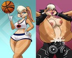 anthro ball basketball_(ball) basketball_uniform bodily_fluids breasts clothing cum cum_in_pussy cum_inside duo ejaculation female from_behind_position full_nelson genital_fluids hand_on_head male male/female nude penetration scut_tail sex short_tail slime sportswear tail tongue tongue_out uniform vaginal vaginal_penetration diamond_grenadier looney_tunes space_jam warner_brothers lola_bunny goo_creature humanoid lagomorph leporid mammal rabbit hi_res