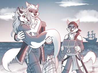 anthro breasts bridal_carry carrying_another clothed clothed_anthro clothed_female clothed_male clothing female fur group male male/female mermaid_tail nude nude_anthro nude_female pirate sea split_form treasure_chest trio water heresy_(artist) dreamworks hellaverse helluva_boss mythology puss_in_boots_(franchise) teenage_mutant_ninja_turtles alopex death_(puss_in_boots) loona_(helluva_boss) arctic_fox canid canid_demon canine canis demon fox hellhound mammal marine merfolk mythological_canine mythological_creature true_fox wolf 4:3