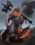 anthro anus axe balls biped butt claws digitigrade erection finger_claws foreskin genitals humanoid_genitalia humanoid_penis looking_at_viewer male musclegut muscular nipples nude penis toe_claws reddyrennard capcom monster_hunter bazelgeuse flying_wyvern hi_res shaded