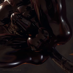 abdominal_bulge anal anal_penetration anthro balls bodily_fluids cum cumshot duo ejaculation flared_penis genital_fluids genitals inside latex male muscular penetration penis sex graventhax sound_warning mythology cain_sentau sarkin_(graventhax) dragon mythological_creature mythological_scalie scalie animated long_playtime sound video