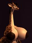 anthro areola big_breasts breasts female fur hair huge_breasts nipples nude simple_background smile solo standing thick_thighs wide_hips anthroanim kenja_giraffe giraffe giraffid mammal 3:4 3d_(artwork) absurd_res digital_media_(artwork) hi_res