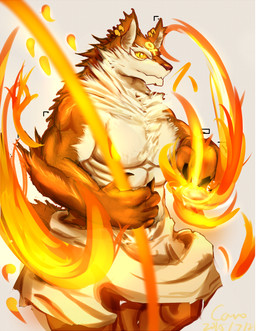 5_fingers abs anthro claws clothed clothing fingers fur male multicolored_body multicolored_fur muscular muscular_anthro muscular_male solo standing topless two_tone_body two_tone_fur yellow_eyes fd-caro egyptian_mythology middle_eastern_mythology mythology puzzle_and_dragons set_(deity) set_(puzzle_and_dragons) canid canine deity mammal 2015 absurd_res hi_res