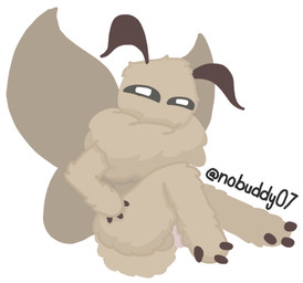 ambiguous_gender antennae_(anatomy) anthro backsack balls black_eyes black_sclera butt fluffy fur genitals hand_on_butt insect_wings lepidopteran_wings looking_down male narrowed_eyes nude_anthro nude_male penis presenting presenting_hindquarters side_view simple_background sitting solo spread_wings tan_body tan_fur white_background wings nobuddy fluff_(nobuddy) arthropod insect lepidopteran moth hi_res