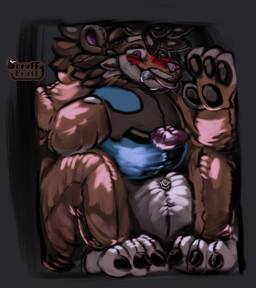 after_transformation ambiguous_gender anthro blush cramped leon_ampersand pool_toy room_filling solo squish tail tail_mouth unusual_anatomy unusual_tail scruffybrush felid lion mammal pantherine absurd_res hi_res