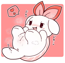 anthro anus black_eyes blush blush_lines blush_stickers female food genitals heart_symbol lying nude nude_anthro nude_female on_back open_mouth open_smile pink_ribbon smile solo sound_effects speech_bubble vulva white_body young young_anthro young_female rokesys sushipet ebiribon canid canine canis domestic_dog food_creature mammal absurd_res full-length_portrait hi_res portrait
