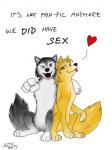 2013 <3 alpha_and_omega bedroom_eyes black_nose blue_eyes canine english_text female feral fur grey_fur hair humphrey kate looking_at_viewer male open_mouth plain_background pointing smile text tongue tongue_out wolf wonderthefox yellow_eyes yellow_fur
Rating: Safe
Score: 6
User: UniversalLionsgate89
Date: September 27, 2013