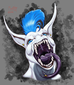 anthro bared_teeth black_lips ear_piercing eyebrows eyelashes fangs fangs_bared female forked_tongue gold_(metal) gold_jewelry gullet gums gums_(mouth) gums_showing hair imminent_oral_vore imminent_vore jaws jewelry lips long_ears long_hair looking_at_viewer mohawk mouth_shot muscular omnivore_teeth open_mouth piercing pupils ring slit_pupils snout solo teeth teeth_showing throat tongue tongue_out tongue_piercing under_tongue madpolar mythology christa_(rebeldragon101) dragon mythological_creature mythological_scalie scalie headshot_portrait hi_res portrait
