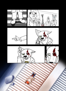 anthro blood bodily_fluids clothed clothing death footwear fur green_eyes half-closed_eyes male narrowed_eyes necktie one_eye_closed shoes simple_background smile suit text white_background jonsthaman cowboy_bebop disney zootopia anon benjamin_clawhauser jack_savage nick_wilde canid canine canis cheetah domestic_cat domestic_dog felid feline felis fox giraffe giraffid human lagomorph leporid mammal rabbit red_fox true_fox 2016 comic crossover english_text hi_res