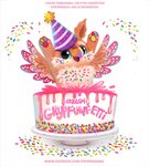 ambiguous_gender blue_eyes brown_body brown_feathers cake_plate cape clothing feathered_wings feathers frosting hat headgear headwear humor looking_at_viewer open_mouth party_hat pawpads pink_body pink_feathers pun simple_background solo sprinkles tan_body tan_feathers text visual_pun white_background wings piper_thibodeau mythology accipitrid accipitriform avian bird eagle felid feline gryphon hybrid mammal mythological_avian mythological_creature digital_media_(artwork) digital_painting_(artwork) english_text url