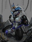 anthro bdsm bodily_fluids bondage bound chain erection fur genital_fluids leaking_precum male muscular precum simple_background solo tail vekyn mythology raijin_(vekyn) dragon furred_dragon furred_scalie mythological_creature mythological_scalie scalie absurd_res digital_media_(artwork) digital_painting_(artwork) hi_res painting_(artwork)