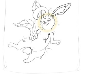 after_sex bird's-eye_view blush bodily_fluids chest_tuft cum cum_inside female feral fur genital_fluids genitals hair heart_symbol high-angle_view leaking leaking_cum leaking_vagina looking_pleasured lying on_back smile solo tail tuft vulva iblit nintendo pokemon canid canine eeveelution generation_4_pokemon leafeon mammal pokemon_(species) 2026 digital_media_(artwork) monochrome sketch