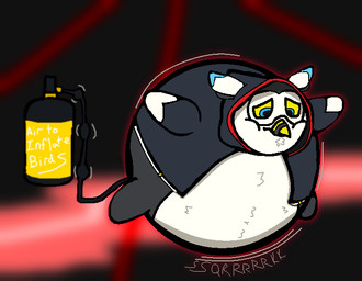 air_inflation anthro belly belly_expansion black_body brdparanoise clothing expansion inflation male multicolored_body solo spherical_inflation wardrobe_malfunction lufel avian bird owl