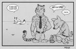anthro canid canine canis clothed clothing comic dialogue dipstick_ears dipstick_tail disney ear_markings embrace english_text felid female fox group hug judy_hopps lagomorph leporid male mammal markings monochrome multicolored_ears multicolored_tail nick_wilde officer_fangmeyer officer_wolfard pantherine police police_uniform rabbit red_fox rockbottomfeeder speech_bubble tail tail_markings text tiger true_fox uniform wolf zootopia