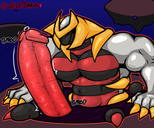 abs animal_genitalia animal_penis anthro anthrofied balls big_balls big_muscles big_pecs big_penis black_balls black_sclera bodily_fluids claws distortion_world dripping equine_genitalia equine_penis erection finger_claws front_view genital_fluids genitals glans grey_body group huge_penis humanoid_genitalia humanoid_penis looking_at_viewer male muscular muscular_anthro muscular_arms muscular_male muscular_thighs nipples pecs penis pokemorph portal precum precum_drip presenting presenting_balls presenting_penis red_eyes solo space throbbing throbbing_penis velvetdraw nintendo pokemon altered_forme_giratina generation_4_pokemon giratina legendary_pokemon pokemon_(species) hi_res