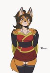 anthro breasts brown_hair clothed clothing eyes_closed female fur hair open_mouth orange_body orange_fur solo tail purplelemons kumiho_(purplelemons) canid canine fox mammal 2023 animated loop short_playtime