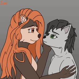 anthro bodily_fluids cupping_cheek deep_kiss deep_throat duo excessive_saliva female fingers fur fur_markings green_eyes hair kissing long_hair long_tongue male male/female markings neck_bulge open_mouth oral oral_penetration orange_eyes orange_hair penetration saliva tongue tongue_penetration lemuria_(artist) athena_(lemuria11) bear canid canine mammal sun_bear ursine 2025 animated colored detailed digital_media_(artwork)