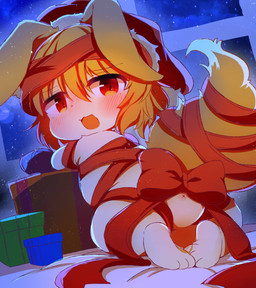 accessory anthro anus bdsm blonde_hair blush bondage bound bow_(feature) bow_accessory bow_ribbon butt butt_bow chibi christmas_clothing christmas_headwear clothing female floppy_ears fur furgonomics gift gift_wrapped hair hat headgear headwear holidays kemono kneeling loli looking_at_viewer looking_back nude open_mouth rear_view red_clothing red_eyes red_hat red_headwear red_ribbon ribbon_bondage ribbons santa_hat short_hair solo tail tail_accessory tail_bow tail_ribbon white_body white_fur x_anus young young_anthro young_female ne_(nefuraito336) christmas lagomorph leporid mammal rabbit absurd_res full-length_portrait hi_res portrait