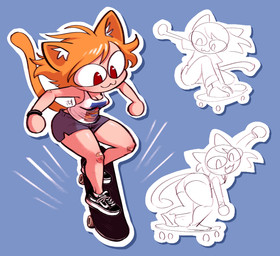 :3 band-aid band-aid_on_knee band-aid_on_leg bandage blonde_hair bottomwear breasts cleavage clothed clothing female hair inner_ear_fluff pupils red_eyes shirt shorts skate_shoes skateboard skateboarding slit_pupils solo tail tank_top topwear tuft vehicle iseenudepeople tony_hawk's_pro_skater tsukihime type-moon neco-arc animal_humanoid cat_humanoid felid felid_humanoid feline feline_humanoid humanoid mammal mammal_humanoid neco_spirit tailed_humanoid 2025 hi_res