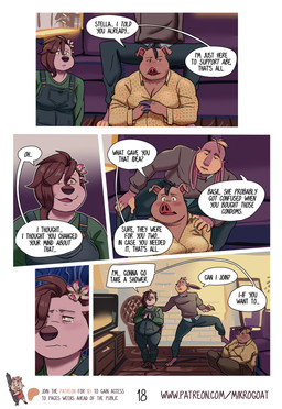anthro black_nose blonde_hair blush bodily_fluids bottomwear brown_hair clothed clothed_anthro clothed_female clothed_male clothing crying dialogue electronics feet female food fur group hair male overalls overweight overweight_anthro overweight_female overweight_male pants pink_body pink_fur pink_skin plant sad smile standing tears television text tongue trio mikrogoat abe_(mikrogoat) basil_(mikrogoat) stella_(mikrogoat) domestic_pig lagomorph leporid mammal mustelid otter rabbit suid suine sus_(pig) comic english_text hi_res url