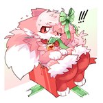 :3 ambiguous_gender anthro bell bell_collar christmas_clothing christmas_thigh_highs clothing collar feet fur green_bow hair handpaw high-angle_view hindpaw holidays kemono legwear object_in_mouth paws pink_body pink_ears pink_fur pink_hair red_clothing red_collar red_eyes red_legwear red_stockings semi-anthro simple_background smile solo stockings translucent translucent_hair whiskers white_body white_fur white_hands white_whiskers pinkpoffinz christmas puffi_(pinkpoffinz) canid canine domestic_cat felid feline felis fox hybrid mammal 1:1 2023 absurd_res artist_name hi_res icon pastel_theme nonbinary_(lore)