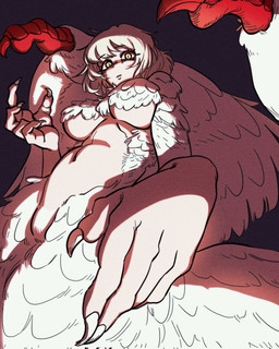 5_fingers arms_bent blonde_hair breasts claws feathered_wings feathers female fingers grey_background hair looking_at_viewer looking_down low-angle_view navel nude pose pupils red_body red_claws red_scales scales short_hair simple_background slit_pupils solo straight_hair surprised tan_body white_body white_claws white_feathers wing_claws wings yellow_eyes neighborblckgt delicious_in_dungeon mythology falin_touden avian avian_taur dragon dragon_taur humanoid_taur hybrid mythological_creature mythological_scalie scalie taur 2026 cel_shading colored digital_drawing_(artwork) digital_media_(artwork) half-length_portrait hi_res line_art portrait shaded