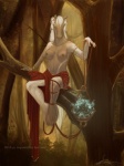 anthro breasts clothed clothing detailed_background female forest hooves nature nipples outside plant solo tail topless tree kitsunia equid equine horse mammal 2013 3:4