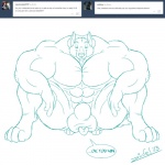 abs animal_genitalia anthro ask_blog balls biceps big_balls big_muscles duo fully_sheathed fur genitals huge_muscles hyper hyper_muscles male muscular muscular_anthro muscular_male nude pecs sheath sitting tea_bagging text these_aren't_my_glasses juano jonathan_(juano) stephen_(juano) canid canine canis fox mammal red_fox true_fox wolf 1:1 english_text line_art meme