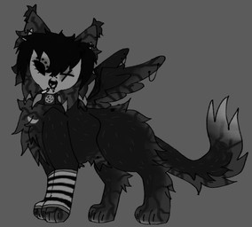 ambiguous_gender angelbite_piercing armwear cigarette claws clothing collar countershading ear_piercing ear_tuft facial_markings facial_piercing feral furgonomics furry-specific_piercing head_markings lip_piercing markings mask_(marking) paws piercing snakebite_piercing solo spiked_collar spikes standing tuft wing_piercing wings x_eye jackrabbit_(artist) angel domestic_cat fallen_angel felid feline felis maine_coon mammal 2025 hi_res