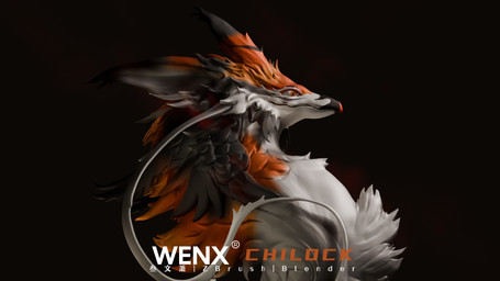 chinese fur orange_body orange_eyes smile text white_body wenx mythology avian bird dragon mythological_creature mythological_scalie scalie 16:9 3d_(artwork) artist_name colored digital_media_(artwork) english_text hi_res portrait shaded signature widescreen