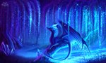 blue_body blue_eyes claws crystal feral forest glowing_water male membrane_(anatomy) plant river sitting solo tail tree water wings sovaq mythology elikos_(alanox) crystal_dragon dragon mythological_creature mythological_scalie scalie hi_res