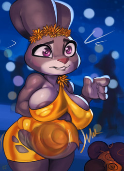 4_fingers abdominal_bulge ambiguous_gender anthro areola areola_slip belly belly_expansion big_breasts bite biting_lip biting_own_lip bodily_fluids breasts buttplug carrot_buttplug clothed clothing controller curvy_figure dialogue dress ear_tie ears_as_hair emanata expansion eyebrows female fingers flash_emanata flower fur grey_body grey_fur hair_bun_ears holding_controller holding_object huge_breasts inflatable_buttplug internal internal_anal long_ears night nipple_outline plant plug_(sex_toy) purple_eyes self_bite sex_toy standing sweat teeth text thick_thighs tight_clothing tight_dress torn_clothing voluptuous wide_hips wince x-ray_view yellow_clothing yellow_dress yellow_flower wabutt disney zootopia judy_hopps european_rabbit lagomorph leporid mammal oryctolagus rabbit english_text hi_res signature