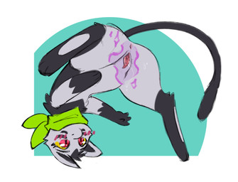 anus blush blush_lines bodily_fluids female genital_fluids genitals kerchief neckerchief neckwear simple_background solo spread_legs spread_vulva spreading telekinesis vaginal_fluids vulva zappydoesart nintendo pokemon generation_1_pokemon legendary_pokemon mew_(pokemon) pokemon_(species)