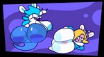 anthro anus big_breasts big_butt blonde_hair blue_hair breasts butt clothed clothing crown duo female genitals ghost_tail hair happy headgear looking_at_viewer partially_clothed pussy shaking_butt thick_thighs superiorfox mario_bros mario_plus_rabbids_sparks_of_hope nintendo raving_rabbids rayman_(series) ubisoft midnite_(mario_plus_rabbids) rabbid_rosalina ghost lagomorph leporid mammal rabbid rabbit spirit animated digital_media_(artwork) short_playtime