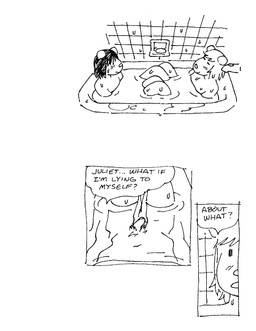 bathing bathing_together bathtub blush crotch_tuft dialogue duo eyes_closed female flaccid genitals glans hair humanoid_genitalia humanoid_penis male navel nude partially_submerged penis pubes smile soap soap_bar speech_bubble text tuft wet gaydottiff ash_(gaydottiff) juliet_(gaydottiff) mammal mouse murid murine rodent 2024 comic english_text hi_res monochrome trans_(lore) trans_woman_(lore)