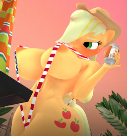 american_flag_bikini anthro anthrofied areola beverage big_breasts bikini biped blonde_hair blush breasts clothed clothing cowboy_hat female flag_bikini flag_swimwear freckles green_eyes hair hat headgear headwear holding_beverage holding_object navel one-piece_swimsuit orange_body skimpy sling_bikini solo swimwear thick_thighs two-piece_swimsuit purplefondue friendship_is_magic hasbro my_little_pony applejack_(mlp) equid equine mammal 3d_(artwork) digital_media_(artwork) hi_res