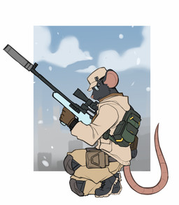 anthro backpack biped black_body black_fur bottomwear clothed clothing eyewear footwear fully_clothed fur glasses gloves gun handwear hat headgear headwear jacket male outside pants pink_nose ranged_weapon rifle shoes sniper_rifle snow solo topwear weapon faint the_division tom_clancy's_(series) ubisoft mammal mouse murid murine rodent