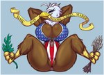 american_flag anthro arrow_(weapon) avian_feet beak big_breasts biped blue_background blue_eyes breasts brown_body brown_feathers camel_toe clothing feathers feet female female_anthro genitals hands_behind_head huge_breasts motto non-mammal_breasts object_in_mouth olive_branch one-piece_swimsuit parody presenting pussy pussy_floss ranged_weapon simple_background solo speech_scroll spread_legs spreading swimwear talons text thick_thighs toes united_states_of_america weapon white_body white_feathers yellow_beak joelasko great_seal_of_the_united_states jane_(breegulleagle) accipitrid accipitriform avian bald_eagle bird eagle sea_eagle 2024 latin_text translated