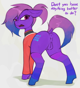 angry animal_genitalia animal_vulva anus butt clothed clothing equine_anus equine_genitalia equine_vulva female feral footwear genitals presenting puffy_anus socks solo vulva marsminer hasbro my_little_pony star_trek star_trek_lower_decks fan_character equid equine horse mammal pony 2025 hi_res