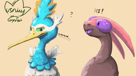 avian_feet beak blue_body duo facial_markings feathered_crest feathered_wings feathers feral green_eyes head_crest head_markings male markings mask_(marking) white_markings wings yellow_markings gyrotech leafysnivy nintendo pokemon fan_character serenity_(leafysnivy) thunk_(gyro) avian cramorant flygon generation_3_pokemon generation_8_pokemon pokemon_(species) 16:9 4k absurd_res hi_res widescreen