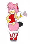 amy_rose anthro bottomless breasts clothed clothing eulipotyphlan female genitals hedgehog hi_res looking_at_viewer mammal pink_body pussy sega smile solo sonic_the_hedgehog_(series) third-party_edit twindrills