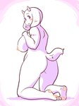 3_toes anthro big_breasts blue_eyes blush breasts butt cute_fangs fangs feet female kemono looking_at_viewer looking_back nipples nude open_mouth pawpads solo teeth thick_thighs toes kin-shun undertale_(series) toriel boss_monster_(undertale) 2020 hi_res