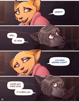 anthro black_lipstick clothed clothing crossdressing crossdressing_male dialogue duo ear_piercing ear_ring eyeliner eyeshadow fur_coat lipstick makeup male night outside patio piercing ring_piercing speech_bubble text glopossum casper_(glopossum) junip canid canine felid feline felis fox mammal red_fox sand_cat silver_fox true_fox comic digital_media_(artwork) english_text hi_res trans_(lore) trans_man_(lore)