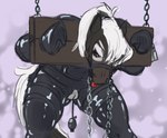 anthro bdsm biped bondage bound chain chastity_belt chastity_device clothing female latex latex_clothing petplay ponyplay restraints roleplay solo stocks submissive submissive_anthro submissive_female dddiago equid equine horse mammal 2025 hi_res