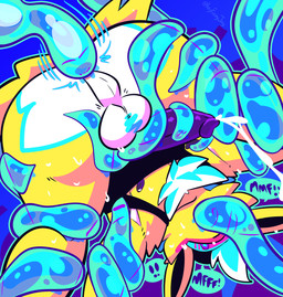 anal anal_penetration anthro balls blush bodily_fluids cum duo egg egg_insertion erection fur genital_fluids genitals male male_penetrated oviposition ovipositor penetration penis restrained sex tentacle_in_ass tentacle_ovipositor tentacle_penetration tentacle_sex tentacles tentacles_on_male yellow_body yellow_fur fizzyjay nintendo pokemon fan_character jay_(fizzyjay) eeveelution generation_1_pokemon jolteon mammal pokemon_(species) digital_media_(artwork) hi_res