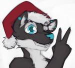 christmas_clothing christmas_headwear clothed clothing hat headgear headwear holidays male santa_hat solo teeth marsminer christmas desmond canid canine canis mammal wolf hi_res