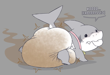 big_diaper blush clothed clothing diaper embarrassed feces feral huge_diaper male rear_view soiled soiled_diaper soiling solo stink_fumes unclean_diaper used_diaper wearing_diaper tenerius jeff_the_land_shark aquatic fish shark hi_res