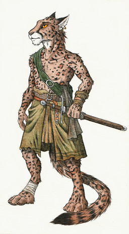anthro armor belt biped bottomwear brown_body brown_fur buckle clothing digitigrade dipstick_tail ear_piercing feet foot_wraps fur green_clothing looking_forward male markings melee_weapon orange_eyes piercing sash scabbard simple_background skirt solo spots spotted_body spotted_fur spotted_markings spotted_tail standing striped_markings striped_tail stripes sword tail tail_markings vambrace weapon white_background white_body white_fur wraps 0laffson felid mammal 2016 hi_res painting_(artwork) traditional_media_(artwork) traditional_painting_(artwork) traditional_watercolor_(artwork) watercolor_(artwork)