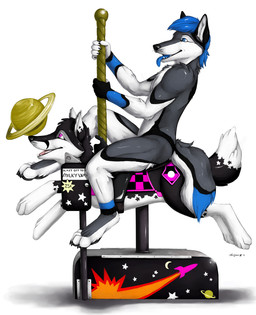 4_toes anthro biped black_body black_fur blue_body blue_eyes blue_fur blue_hair breath claws countershading feet feral fur grey_body grey_fur hair happy looking_up machine male multicolored_body multicolored_fur muscular muscular_anthro muscular_male nude open_mouth panting pawpads paws pink_eyes planet purple_eyes riding saddle simple_background sitting solo straddling text toes tongue tongue_out white_background white_body white_fur truegrave9 milkyway_(truegrave9) canid canine canis mammal wolf english_text